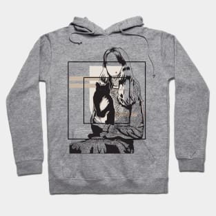 Girl and her cat version 4 Hoodie